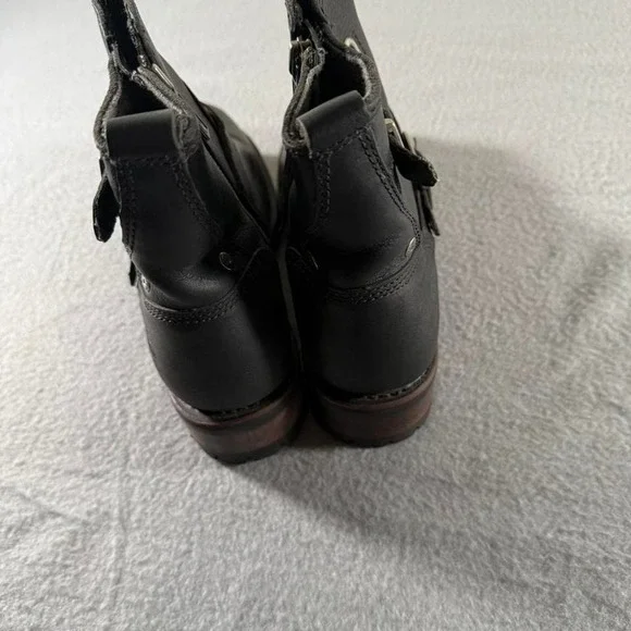 Women's Harley Davidson Black Leather Buckle Motorcycle Boots Biker Grunge 7 - Picture 4 of 7